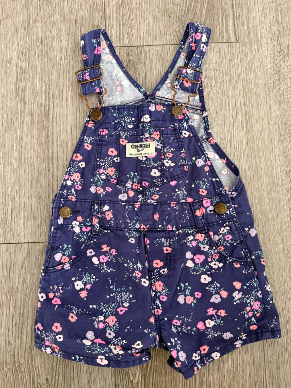 Oshkosh Bgosh Floral Bib Overall Shorts size 18 month